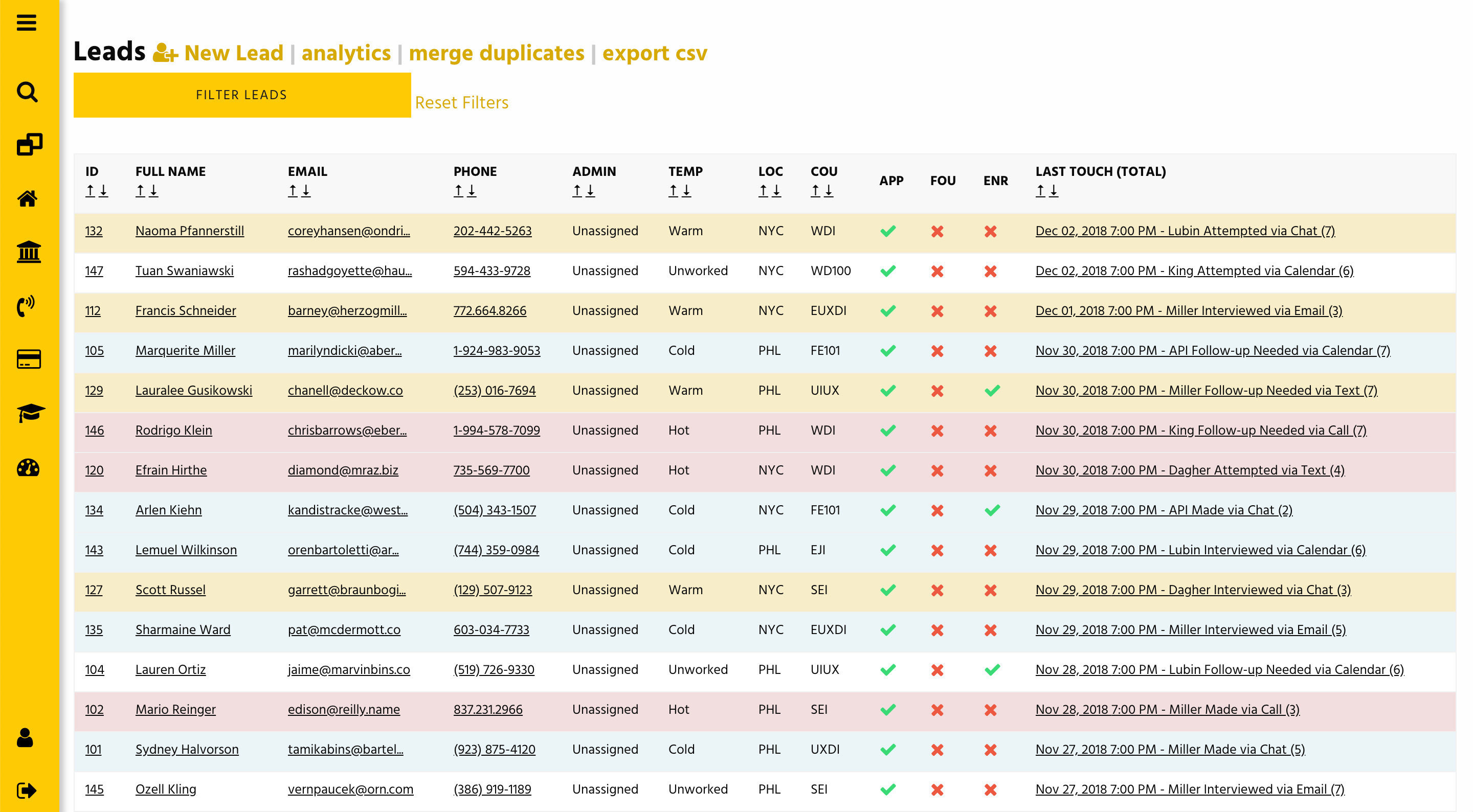 SectionsCRM-Lead-Index